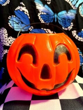 Vintage General Foam Orange Halloween Jack O Lantern Blow Mold